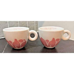 Set of 2 ILLY MICHAEL LIN Espresso Cups Pink Flowers Made in Italy IPA